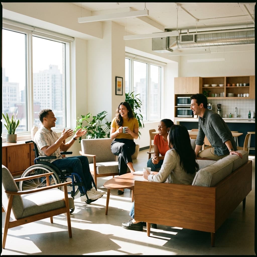 Group discussion in lounge