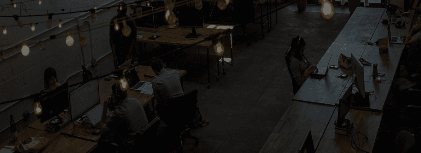 Modern coworking space with warm lighting