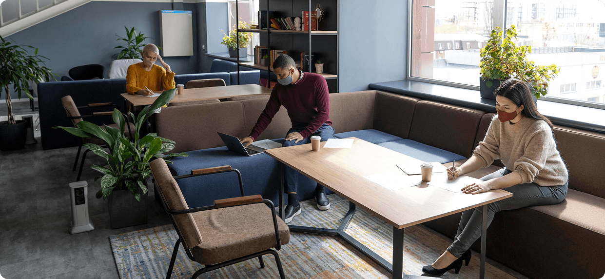 Team collaborating in an office